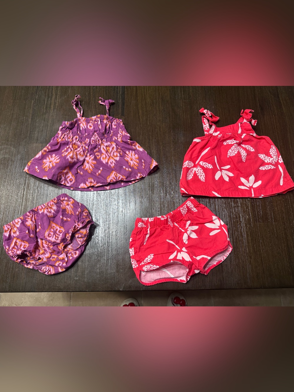 Carter's Pink & Purple Floral Two-Tone Tank & Shorts Set